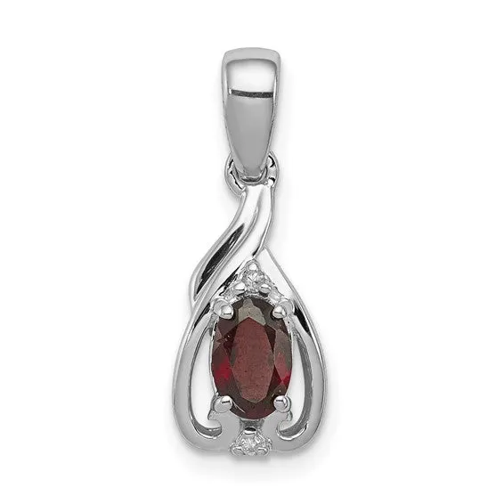 Sterling Silver Diamond & Gemstone Oval Pendants