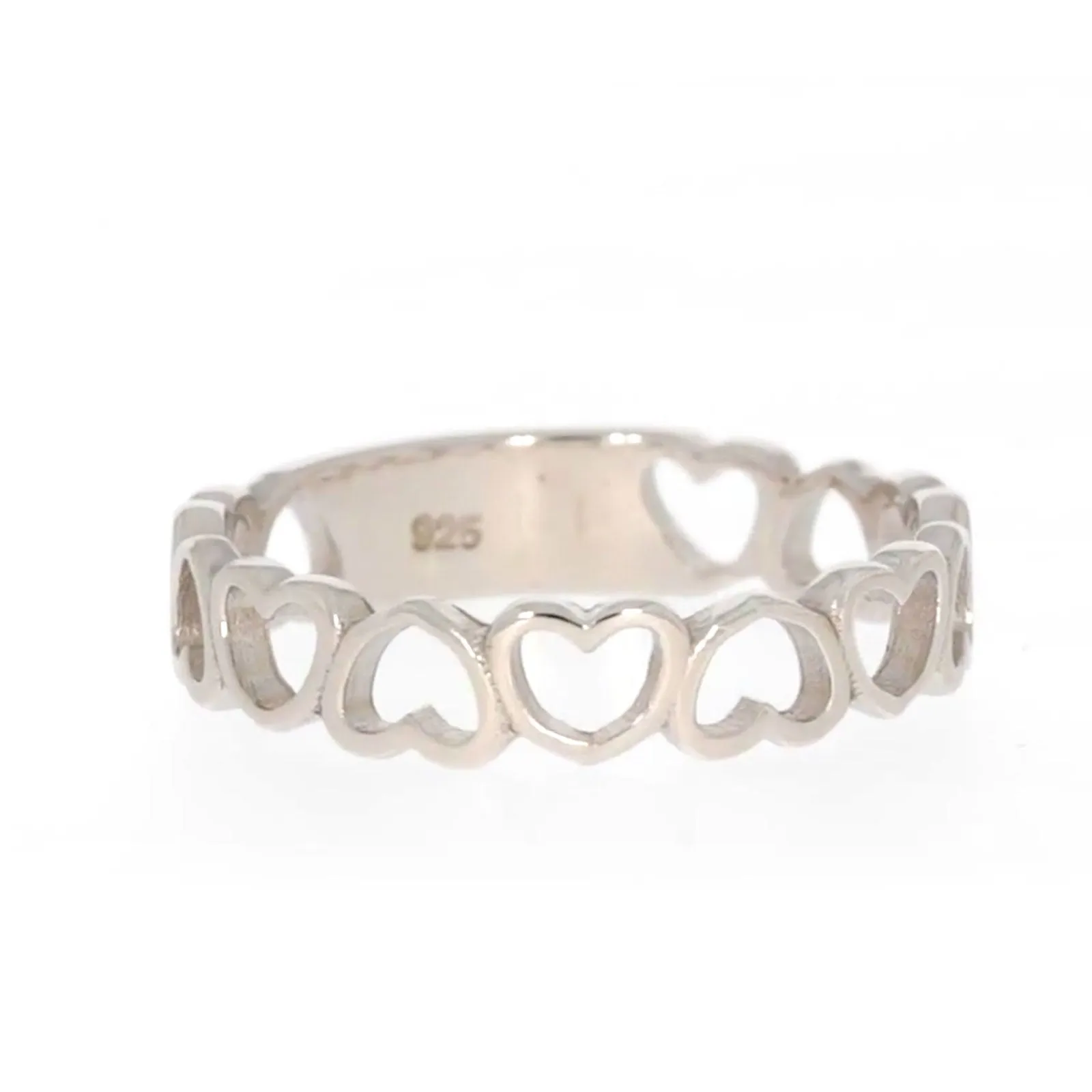 Sterling Silver Linked Hearts Ring