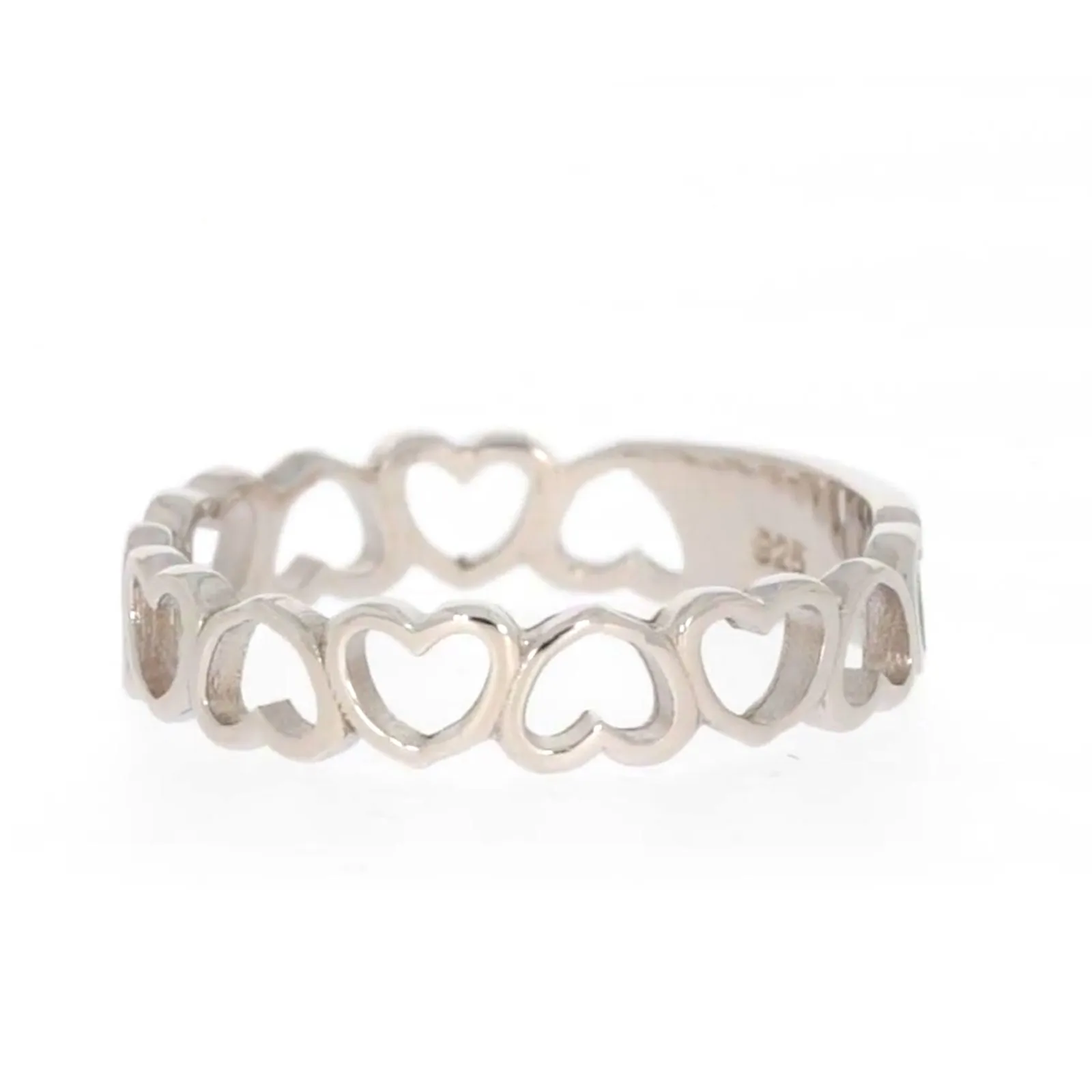 Sterling Silver Linked Hearts Ring