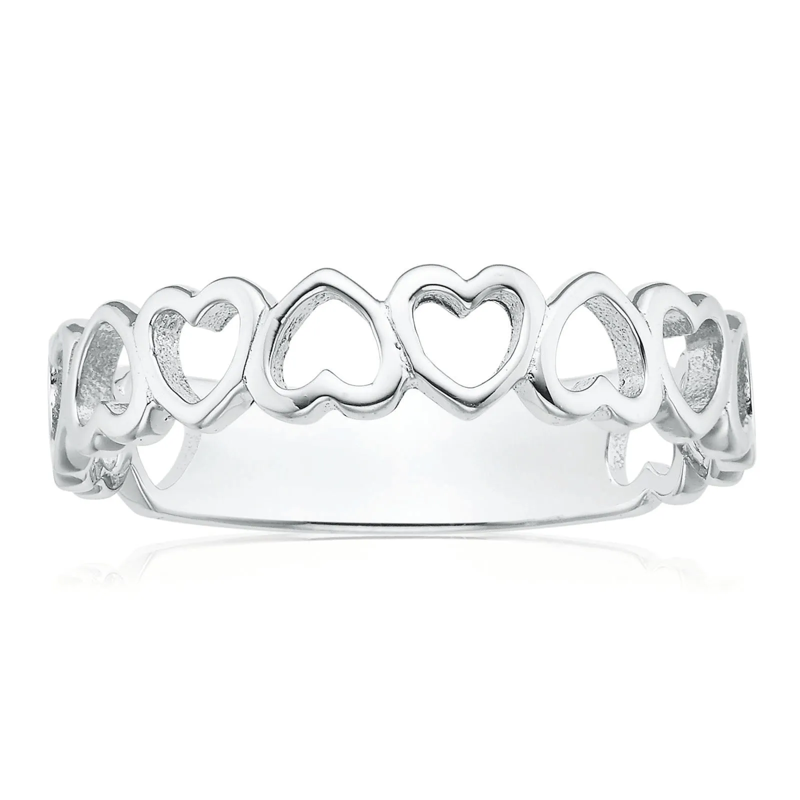 Sterling Silver Linked Hearts Ring