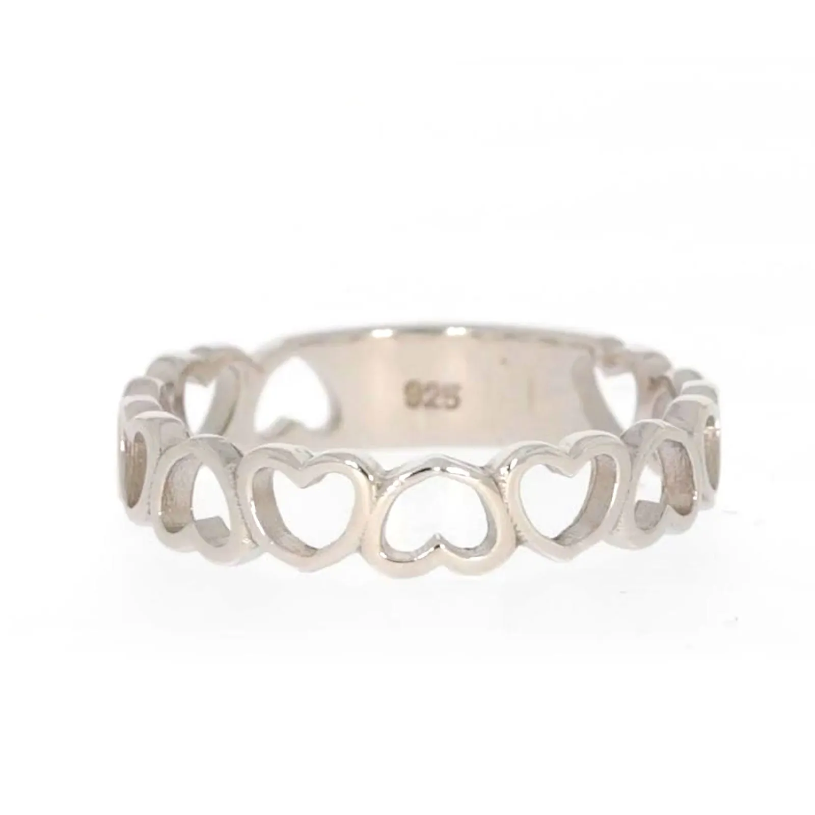 Sterling Silver Linked Hearts Ring