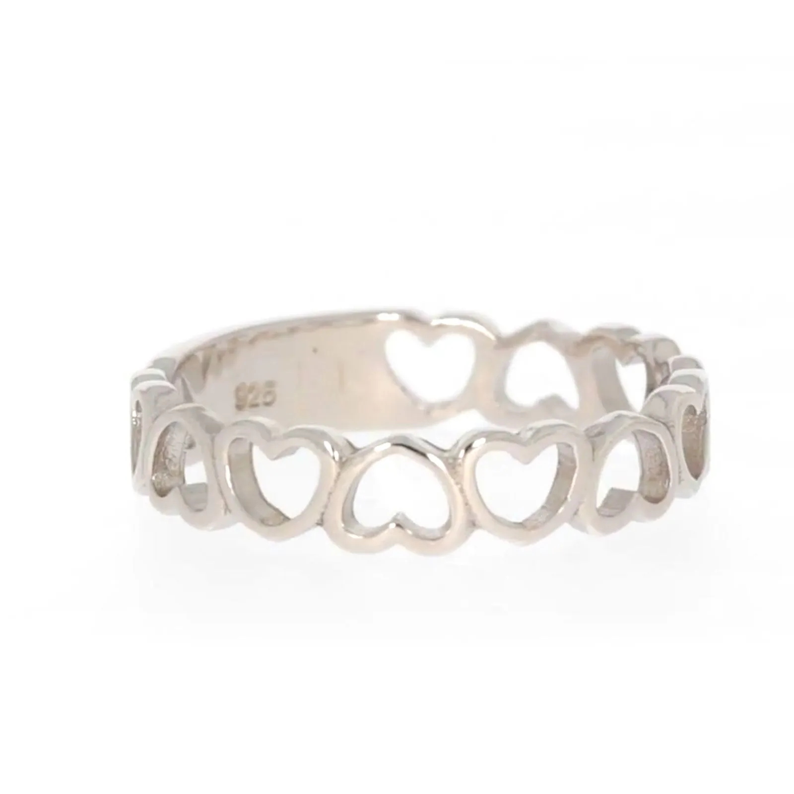 Sterling Silver Linked Hearts Ring