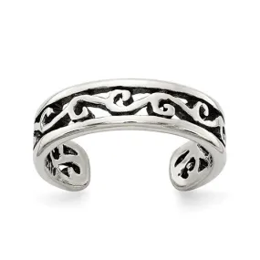 Sterling Silver Open Filigree Antiqued Toe Ring