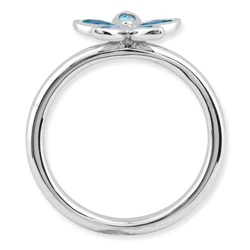 Sterling Silver Stackable Expressions Blue Topaz Flower Ring