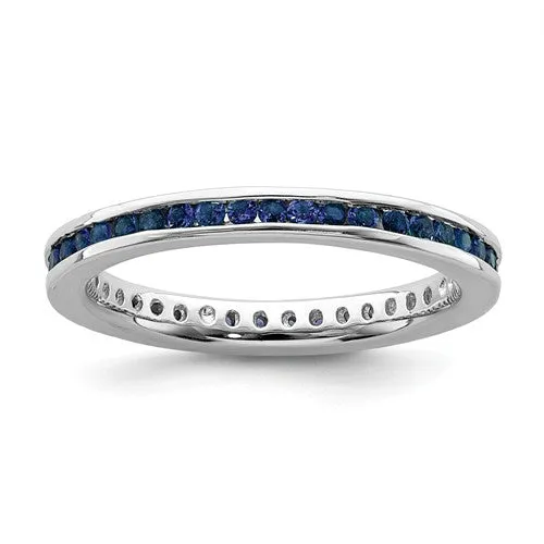 Sterling Silver Stackable Expressions Channel Set Created Blue Sapphire Eternity Ring