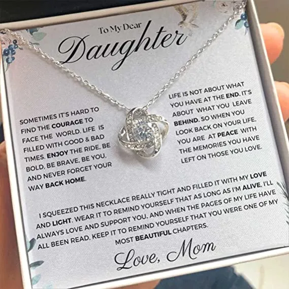 To My Daughter Love Knot Necklace, Jewelry For Daughters,  Gift For Daughter From Mom