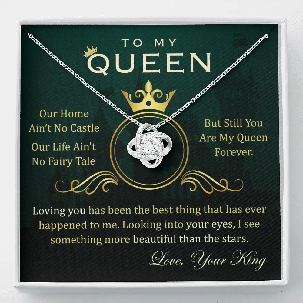 To My Queen Necklace - Anniversary Gift For Wife, Birthday Gift For Wife, You Are My Queen Forever Love Knot Necklace For Girlfriend