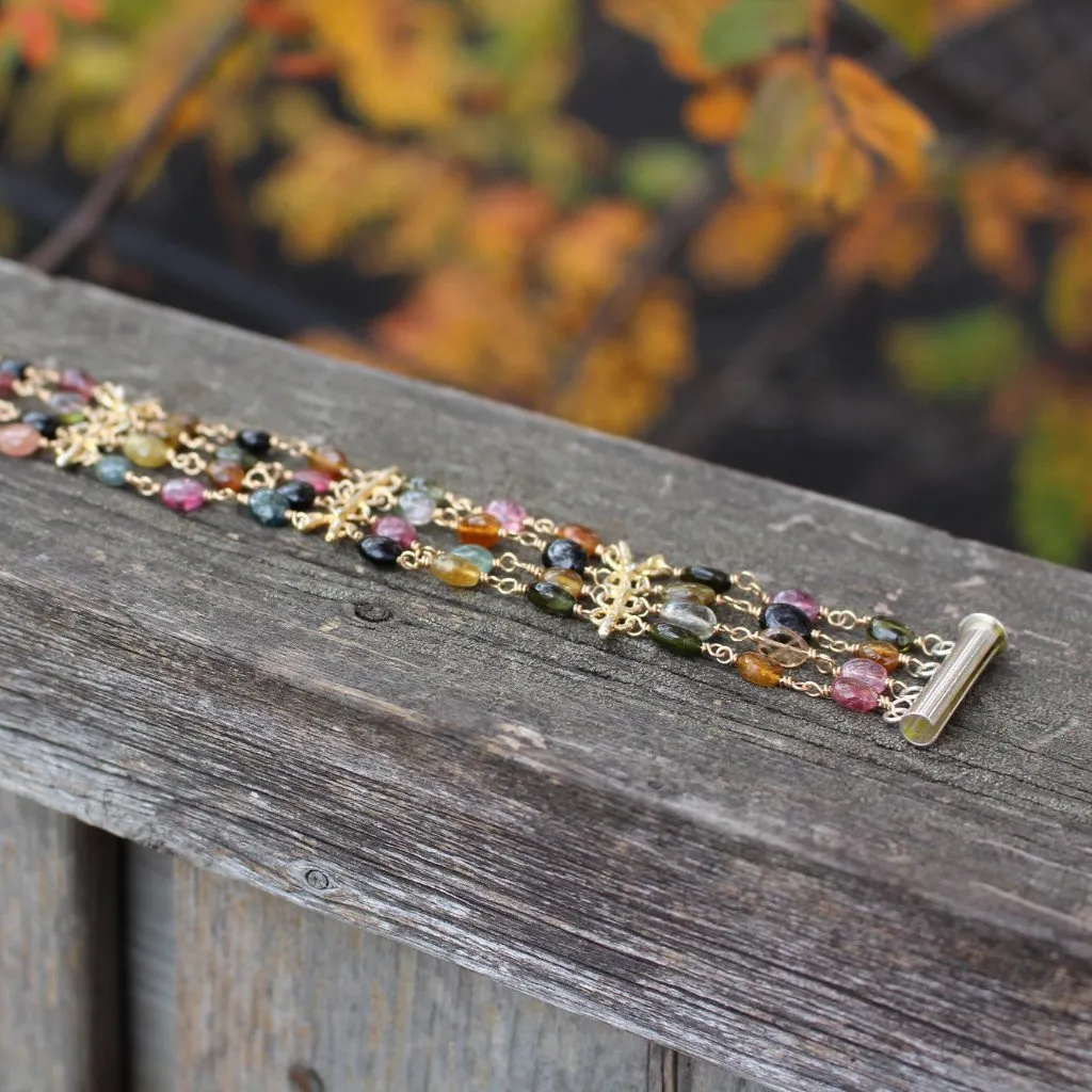 Tourmaline multi strand bracelet