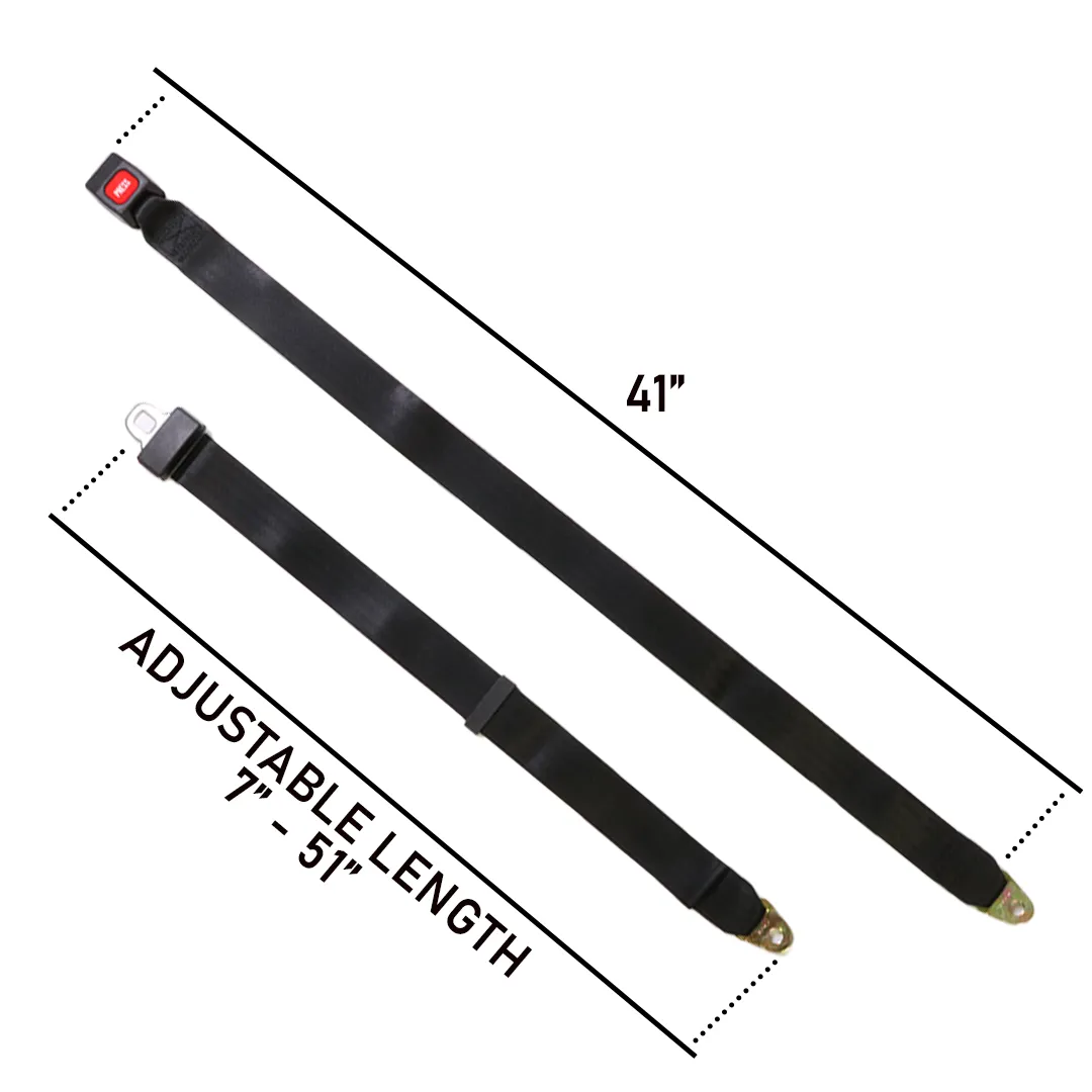 Universal 2-Point Go Kart & Golf Cart Seat Belt Harness Kit - Mounting Hardware Included (Set of 2)