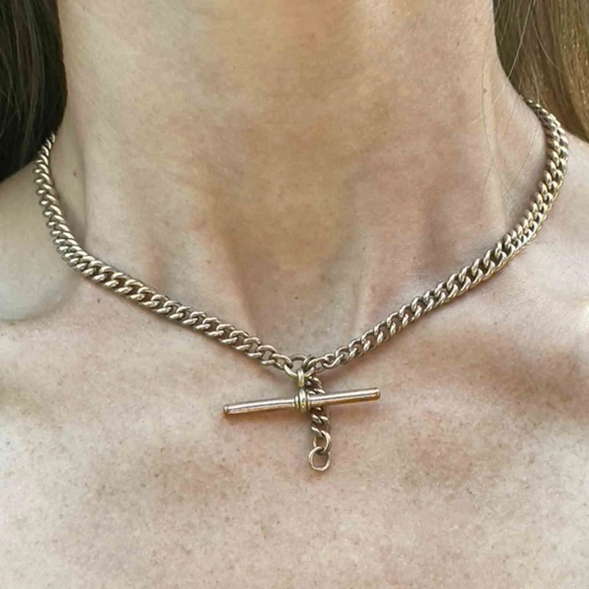 Vintage Rolled Gold Double Albert Watch Chain Necklace